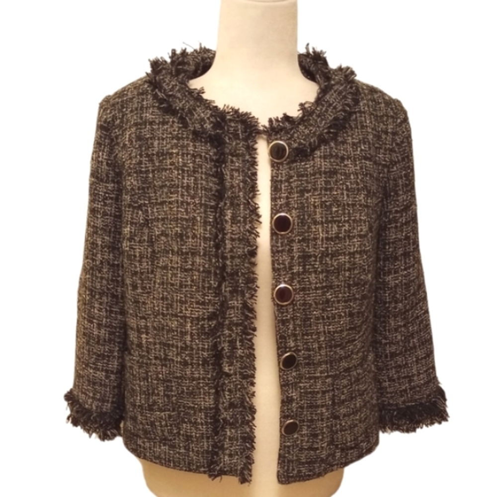 East 5th black white tweed blazer. Size Medium